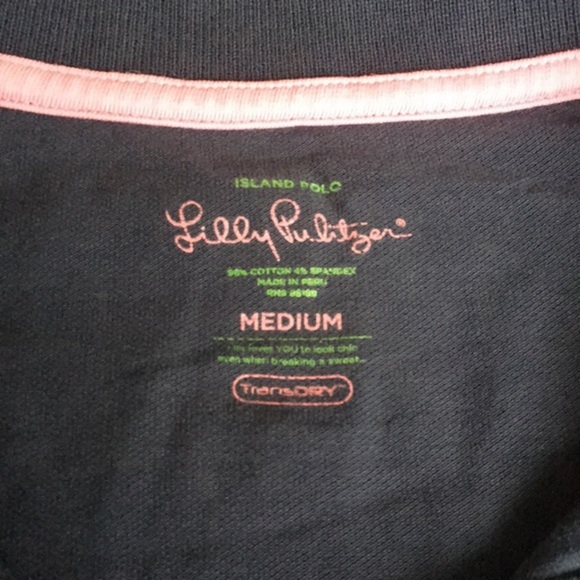 Lilly Pulitzer Shortsleeve Dark Navy Blue and Pink Polo - Picture 3 of 6